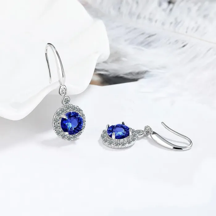 Náušnice Brillance Gabriella Royal Blue se zirkony