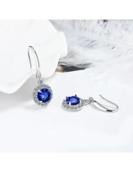 Náušnice Brillance Gabriella Royal Blue se zirkony