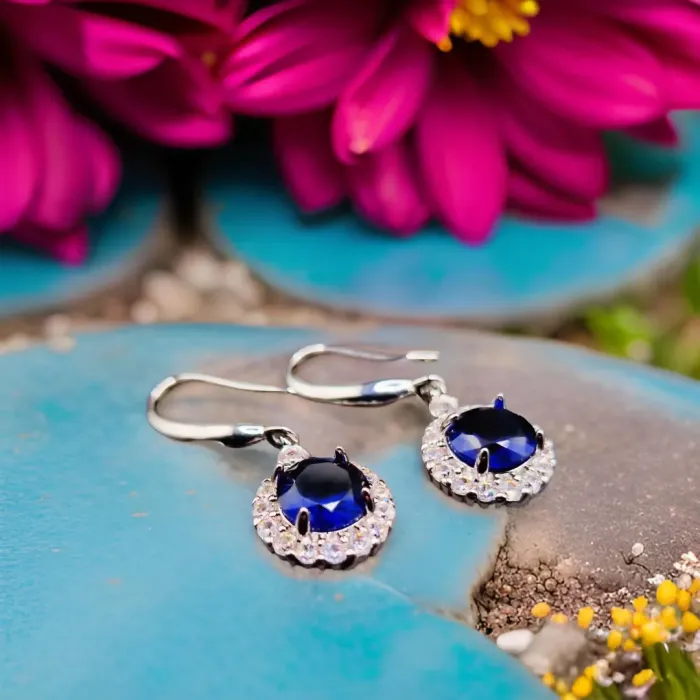 Náušnice Brillance Gabriella Royal Blue se zirkony