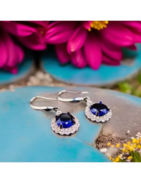 Náušnice Brillance Gabriella Royal Blue se zirkony