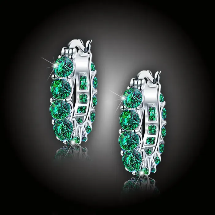 Náušnice Brillance Sandra se smaragdovými zirkony