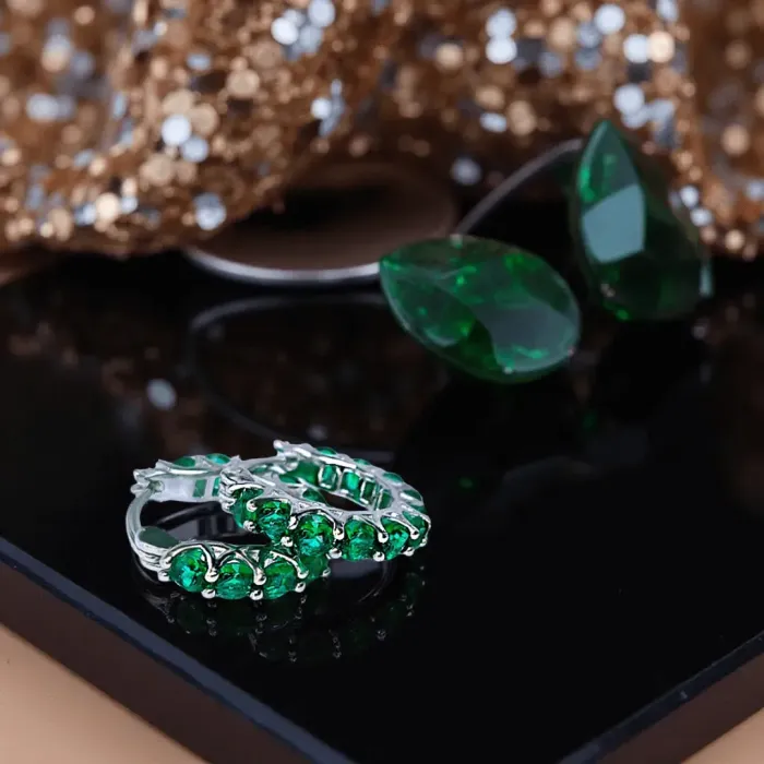 Náušnice Brillance Sandra se smaragdovými zirkony