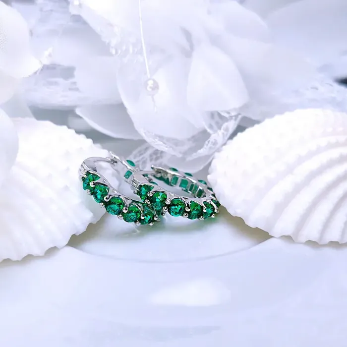 Náušnice Brillance Sandra se smaragdovými zirkony
