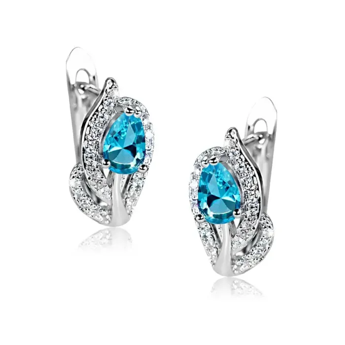 Náušnice Brillance Minerva Lake Blue se zirkony