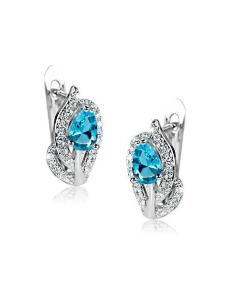 Náušnice Brillance Minerva Lake Blue se zirkony