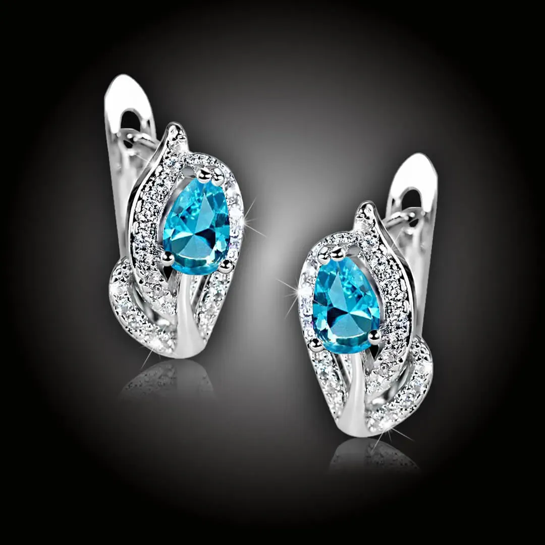 Náušnice Brillance Minerva Lake Blue se zirkony 2