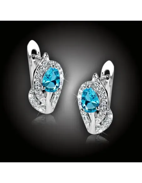 Náušnice Brillance Minerva Lake Blue se zirkony