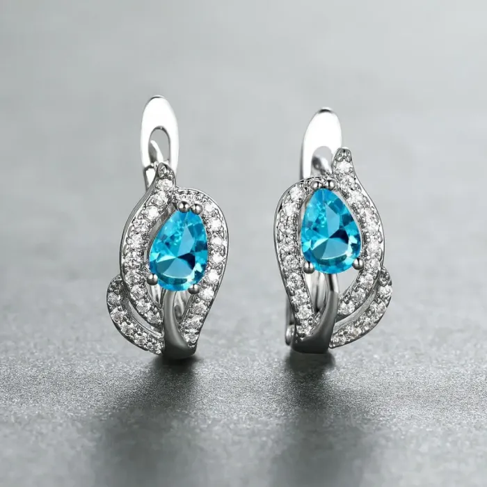 Náušnice Brillance Minerva Lake Blue se zirkony