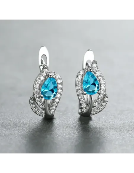 Náušnice Brillance Minerva Lake Blue se zirkony