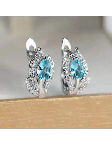 Náušnice Brillance Minerva Lake Blue se zirkony