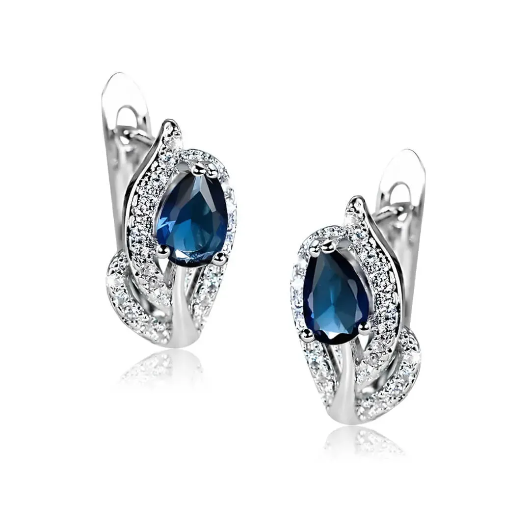 Náušnice Brillance Minerva Royal Blue se zirkony