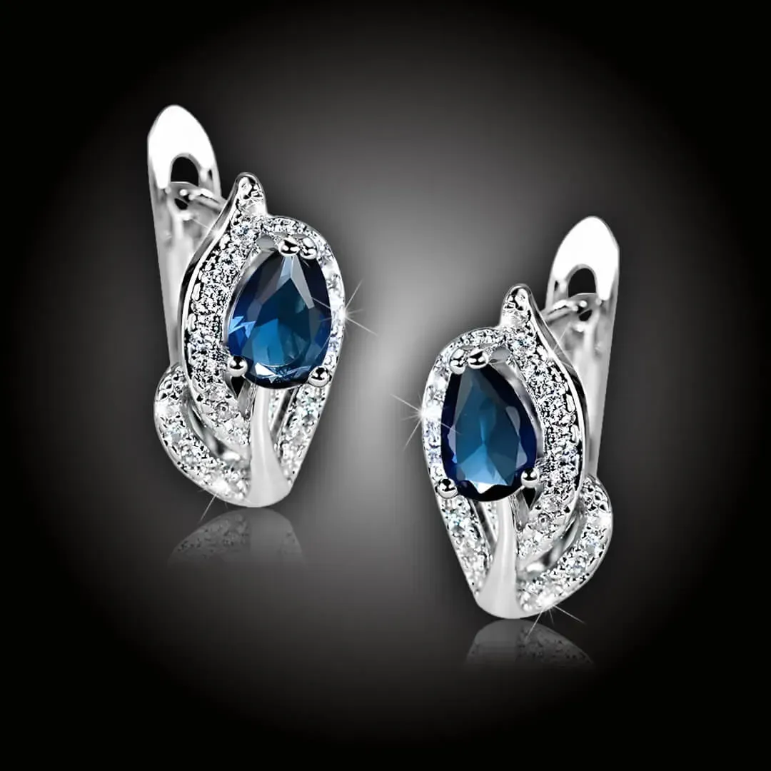 Náušnice Brillance Minerva Royal Blue se zirkony 2