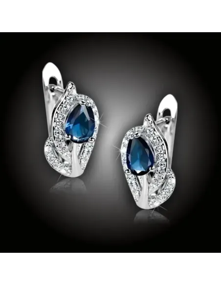 Náušnice Brillance Minerva Royal Blue se zirkony