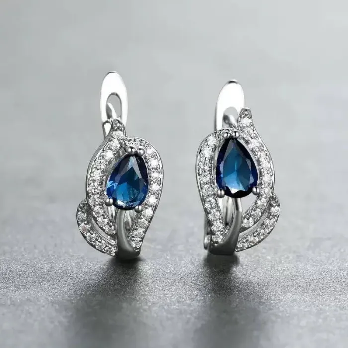 Náušnice Brillance Minerva Royal Blue se zirkony