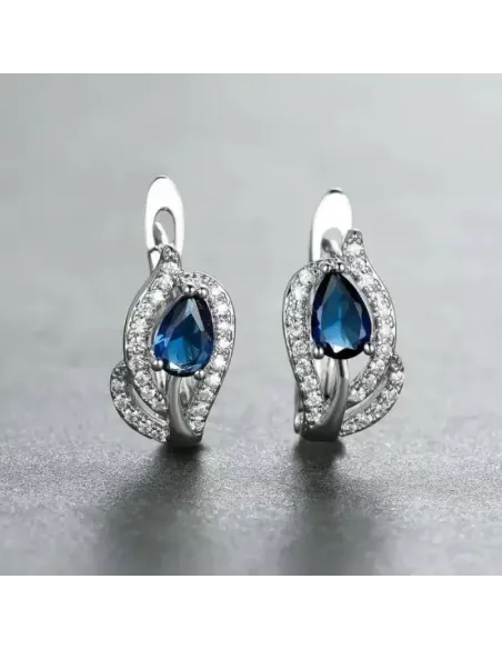 Náušnice Brillance Minerva Royal Blue se zirkony