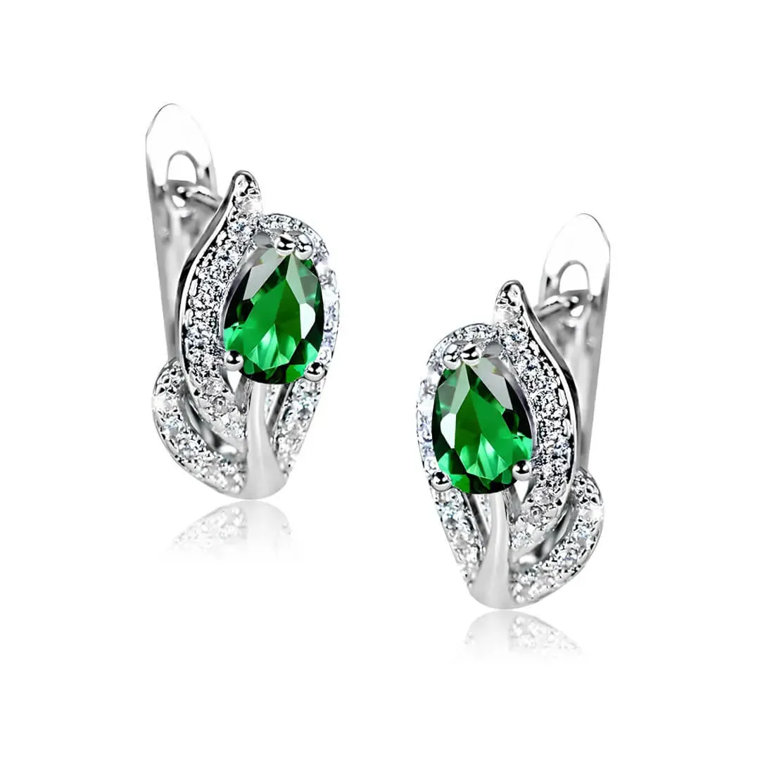 Náušnice Brillance Minerva Smaragd Green se zirkony