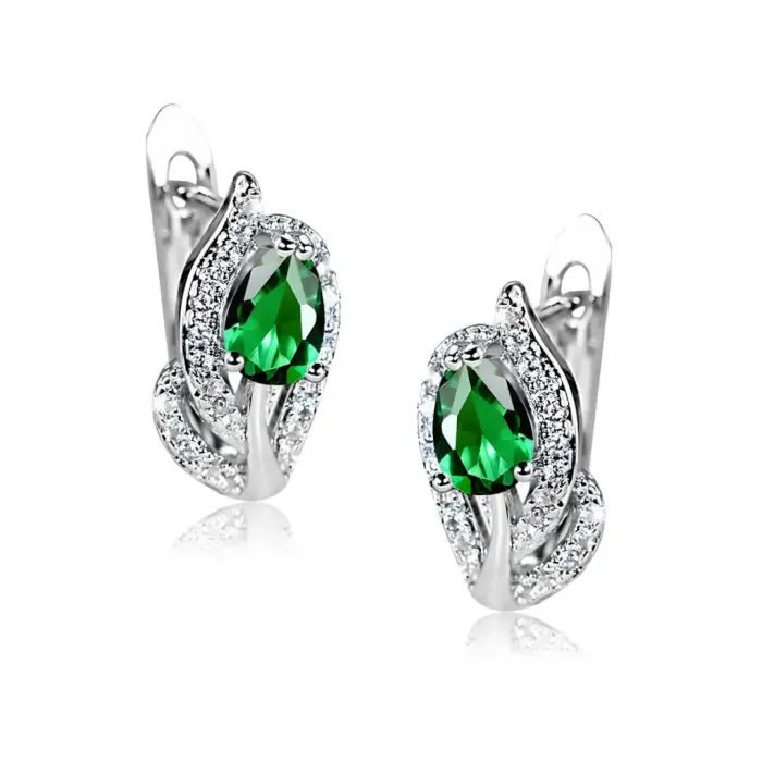 Náušnice Brillance Minerva Smaragd Green se zirkony