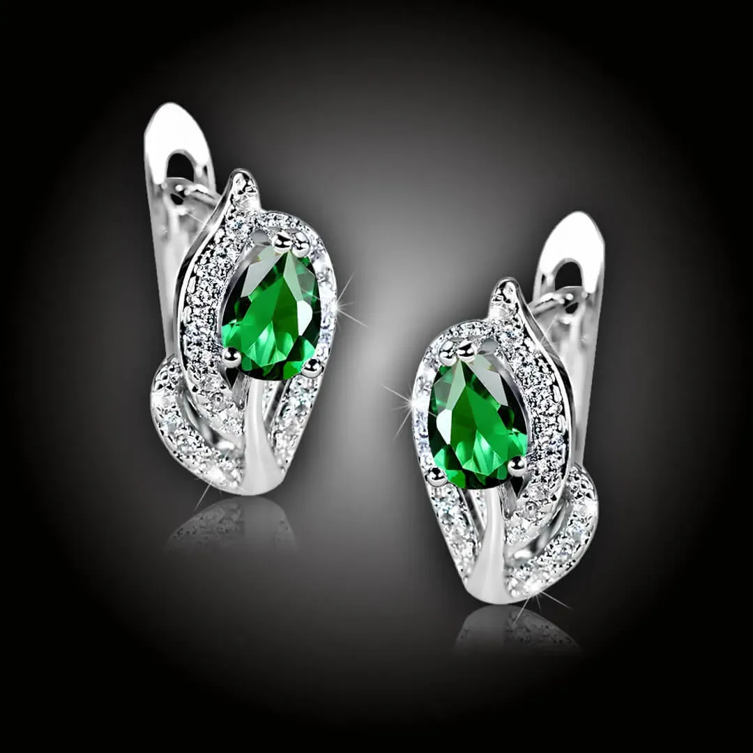 Náušnice Brillance Minerva Smaragd Green se zirkony 2