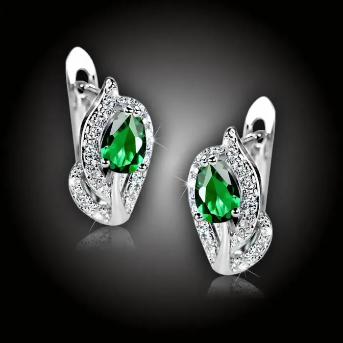 Náušnice Brillance Minerva Smaragd Green se zirkony