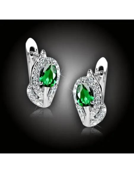 Náušnice Brillance Minerva Smaragd Green se zirkony