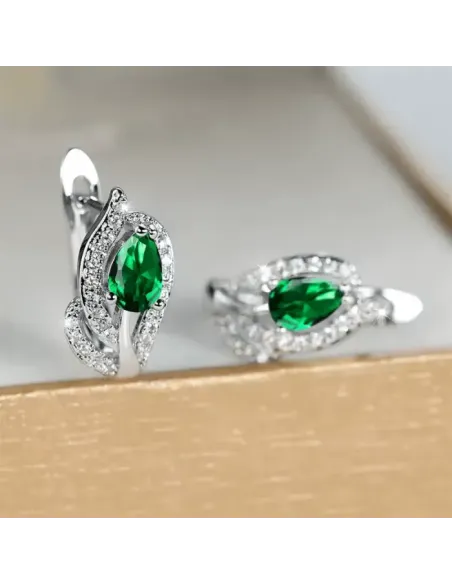 Náušnice Brillance Minerva Smaragd Green se zirkony