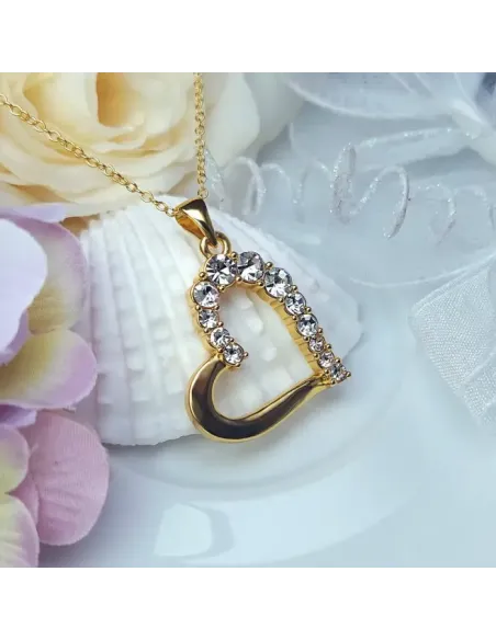 Náhrdelník Pozlacené velké srdce s čirými krystaly Swarovski®