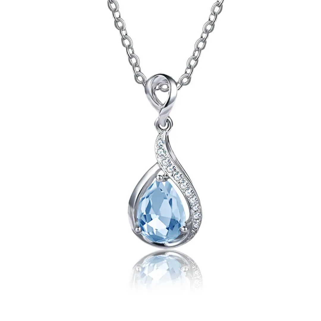 Náhrdelník Rain Drop Aquamarine s krystalem Swarovski