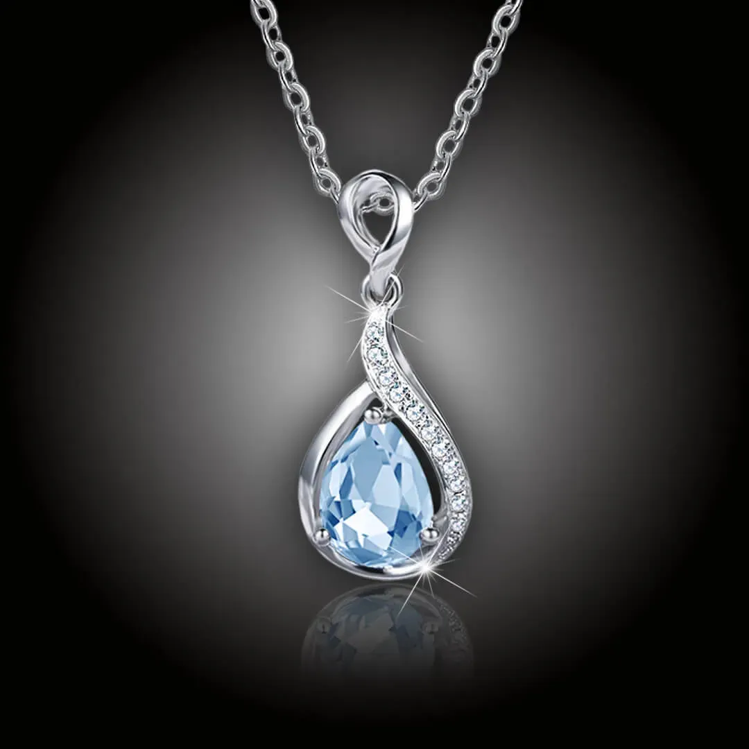 Náhrdelník Rain Drop Aquamarine s krystalem Swarovski 2