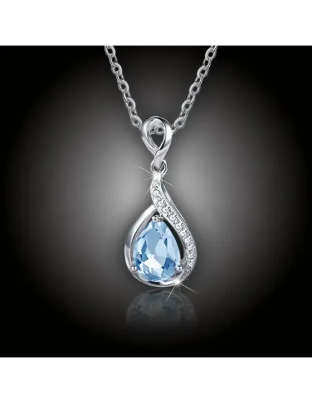 Náhrdelník Rain Drop Aquamarine s krystalem Swarovski