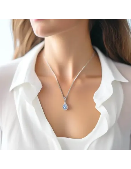 Náhrdelník Rain Drop Aquamarine s krystalem Swarovski