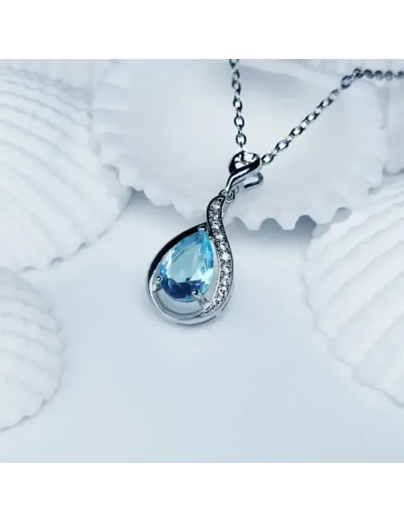 Náhrdelník Rain Drop Aquamarine s krystalem Swarovski