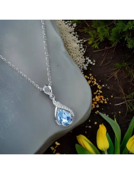 Náhrdelník Rain Drop Aquamarine s krystalem Swarovski