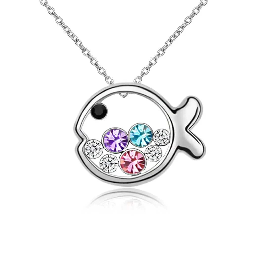 Náhrdelník Kouzelná rybka s barevnými krystaly Swarovski®