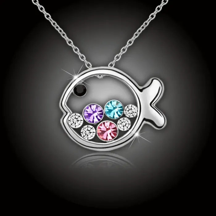 Náhrdelník Kouzelná rybka s barevnými krystaly Swarovski®