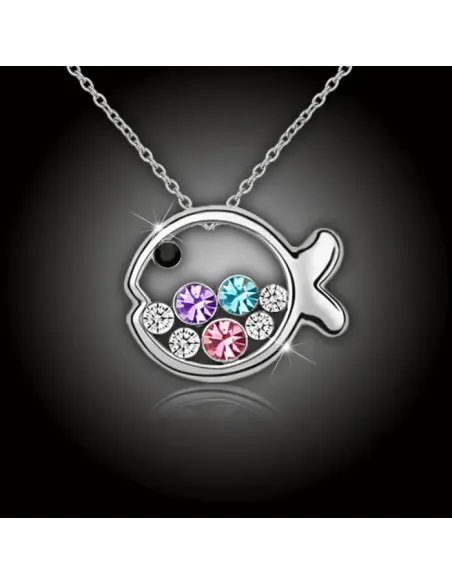 Náhrdelník Kouzelná rybka s barevnými krystaly Swarovski®