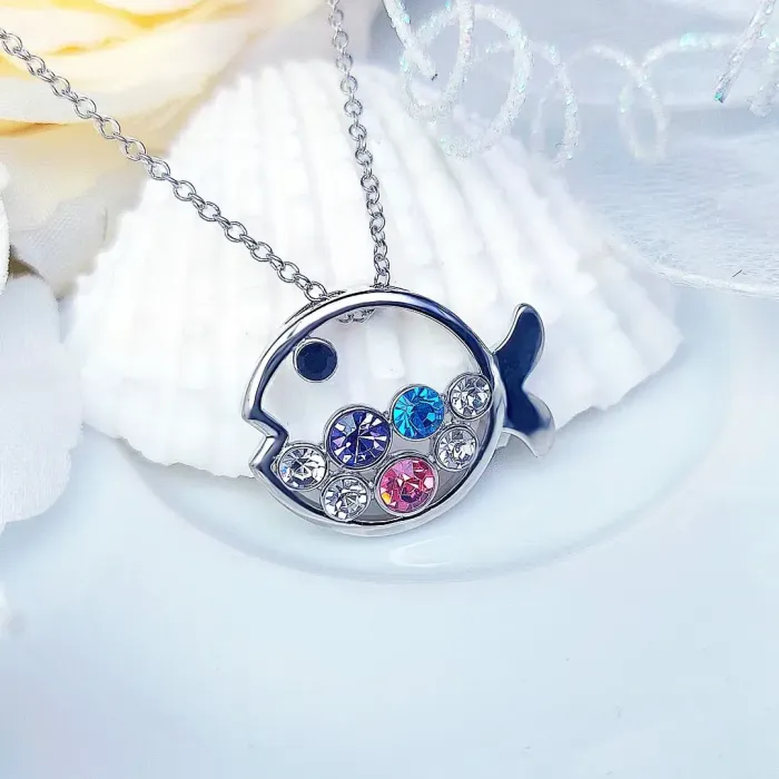 Náhrdelník Kouzelná rybka s barevnými krystaly Swarovski®