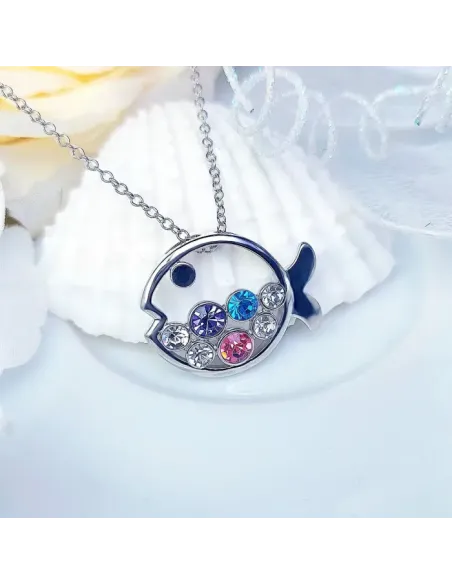 Náhrdelník Kouzelná rybka s barevnými krystaly Swarovski®