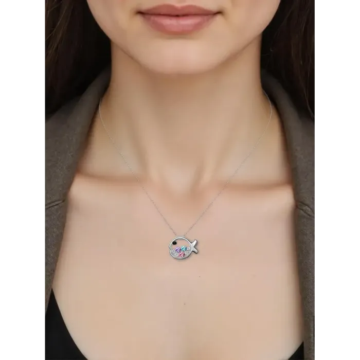 Náhrdelník Kouzelná rybka s barevnými krystaly Swarovski®