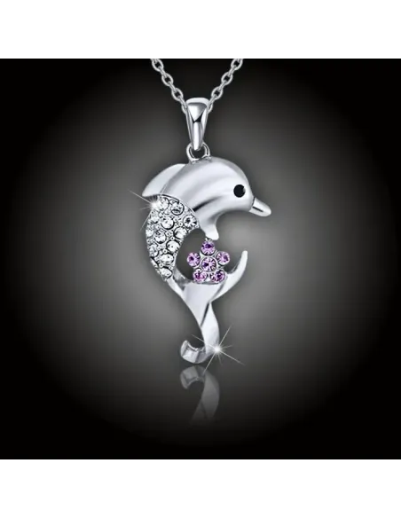 Náhrdelník Veselý delfín s krystaly Swarovski®