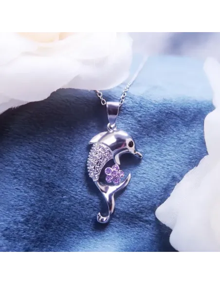 Náhrdelník Veselý delfín s krystaly Swarovski®