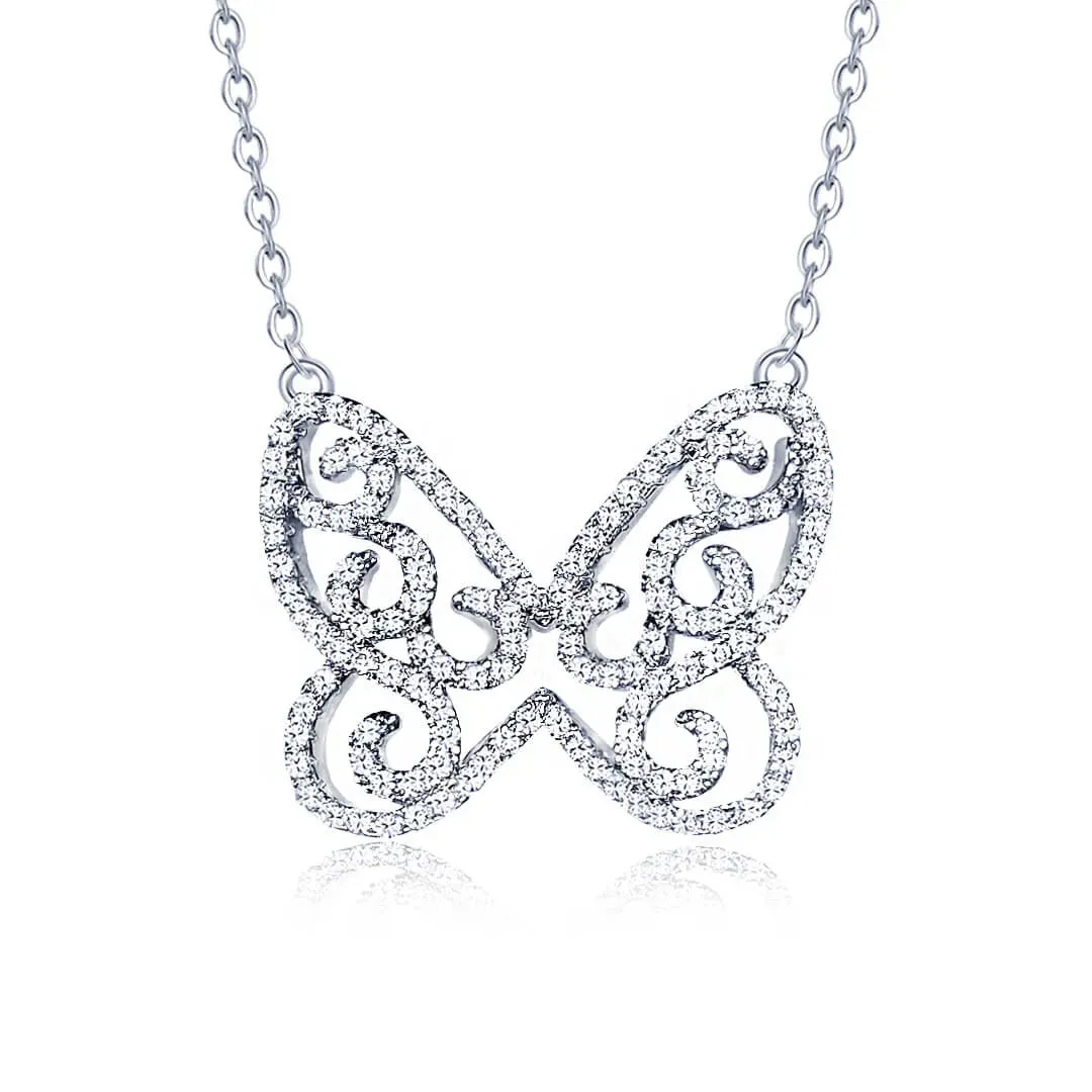 Náhrdelník třpytivý motýlek exclusive se zirkony