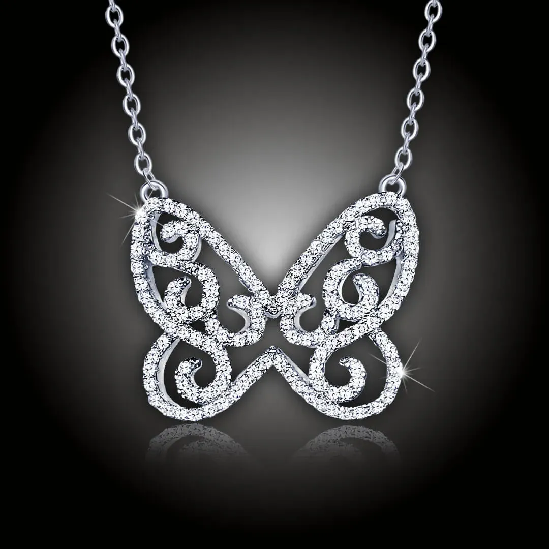 Náhrdelník třpytivý motýlek exclusive se zirkony 2