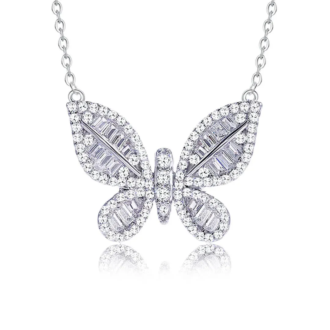 Náhrdelník třpytivý motýlek deluxe se zirkony
