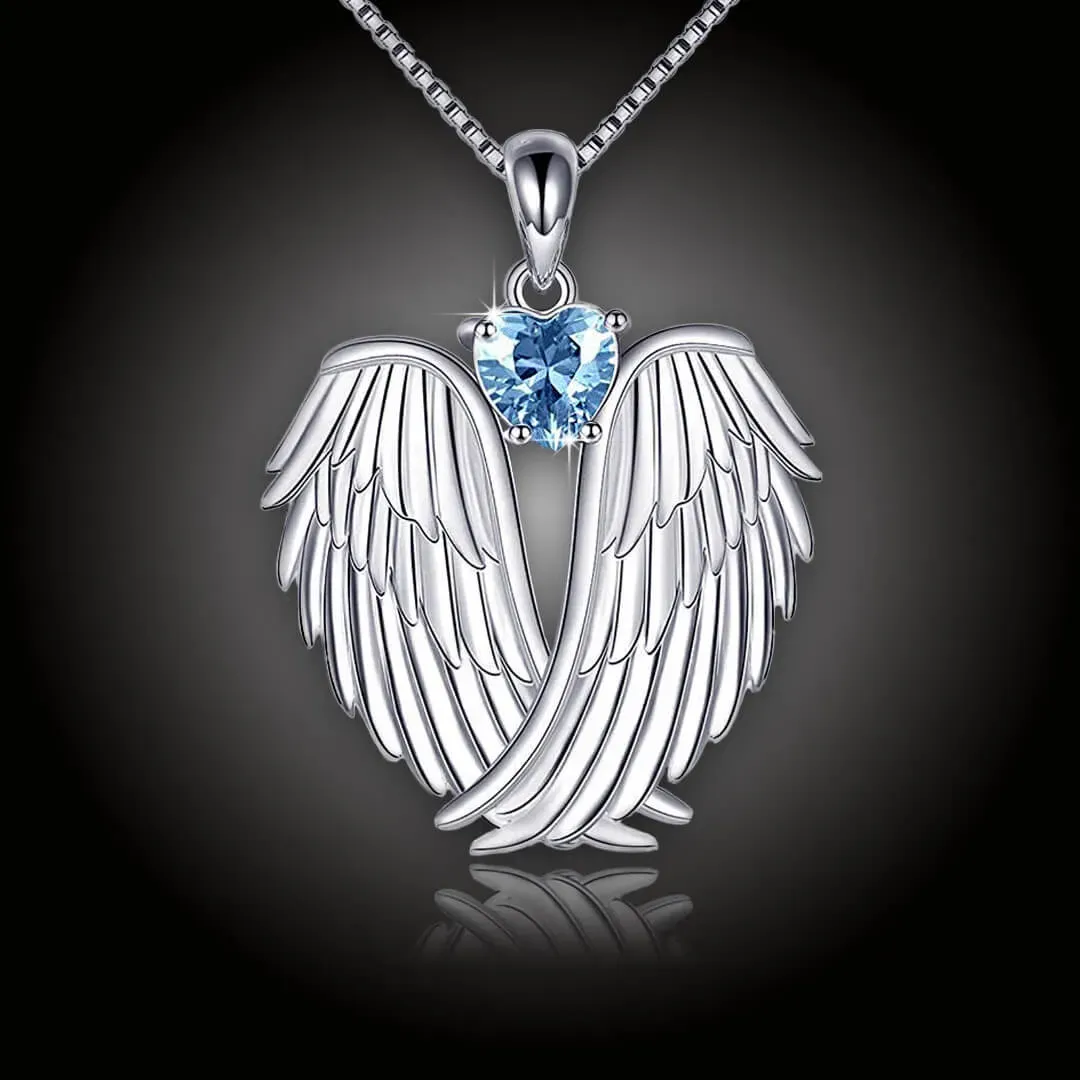 Náhrdelník Angel Wings Aquamarine Heart se zirkonem 2