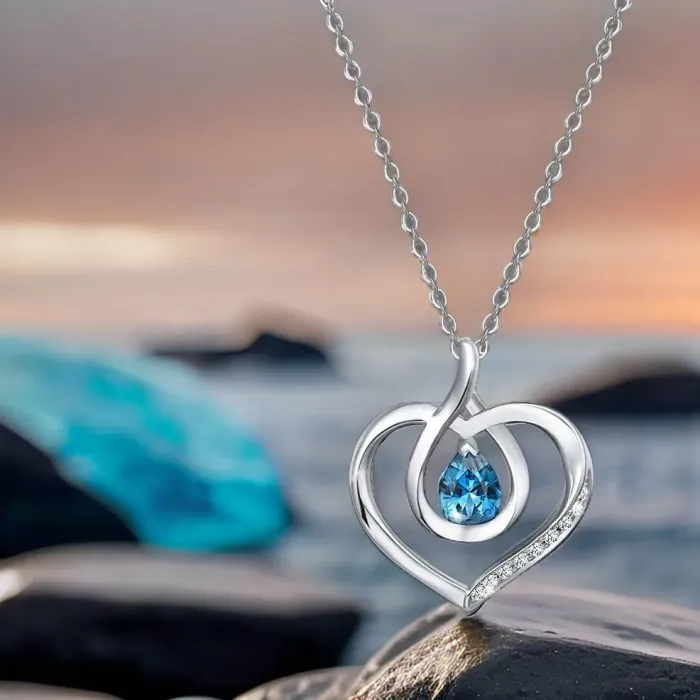 Náhrdelník Blue Lagoon Heart s krystalem Swarovski®