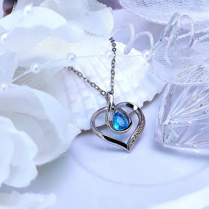 Náhrdelník Blue Lagoon Heart s krystalem Swarovski®