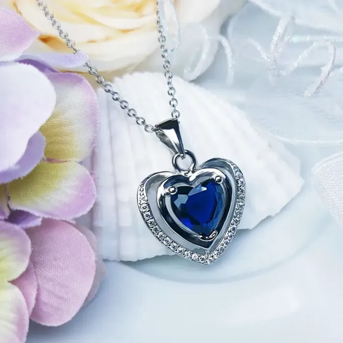 Luxusní náhrdelník Crystal Blue Heart