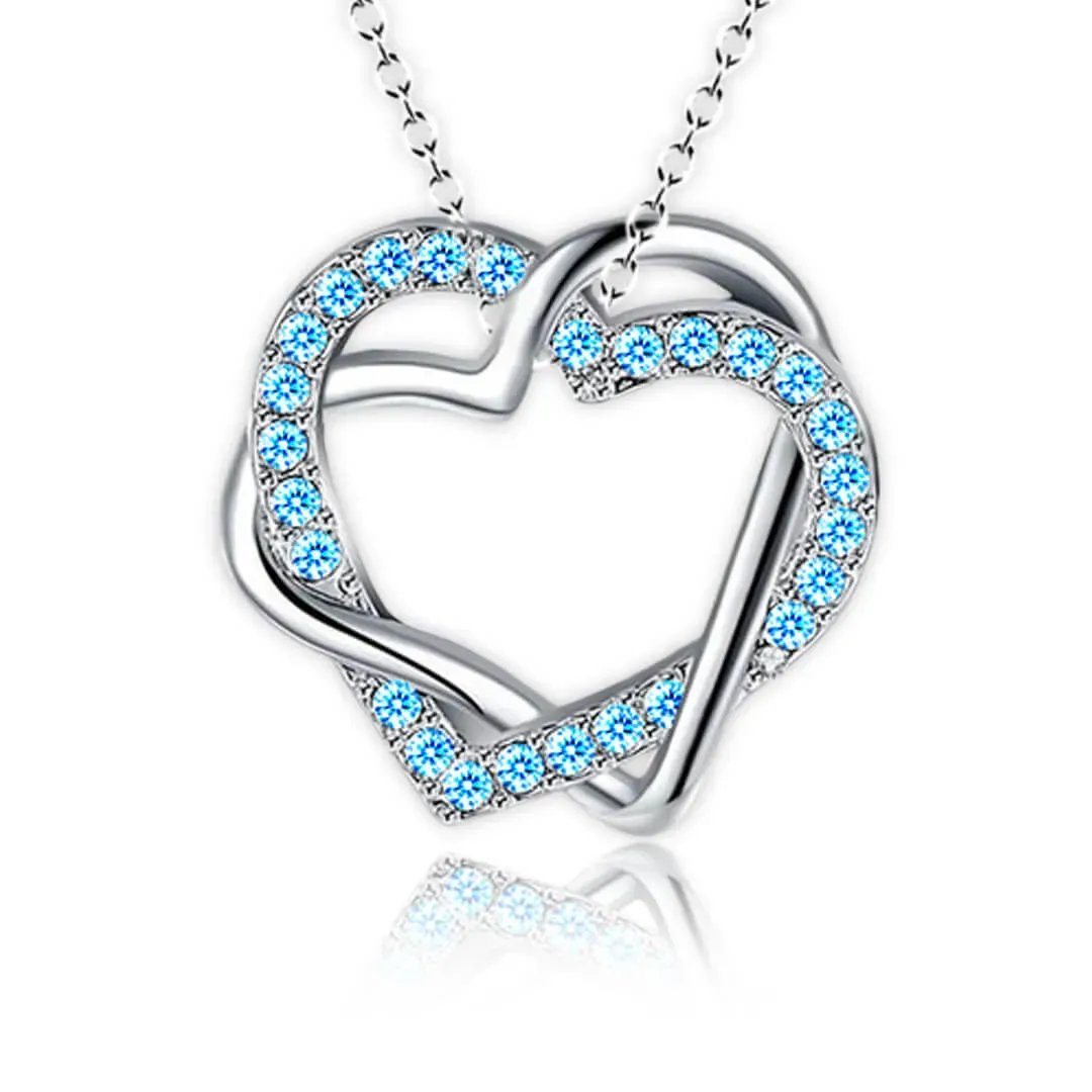 Propletená velká srdce s modrými krystaly Swarovski®