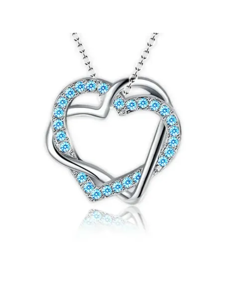 Propletená velká srdce s modrými krystaly Swarovski®