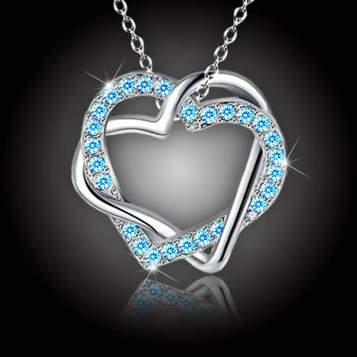 Propletená velká srdce s modrými krystaly Swarovski®